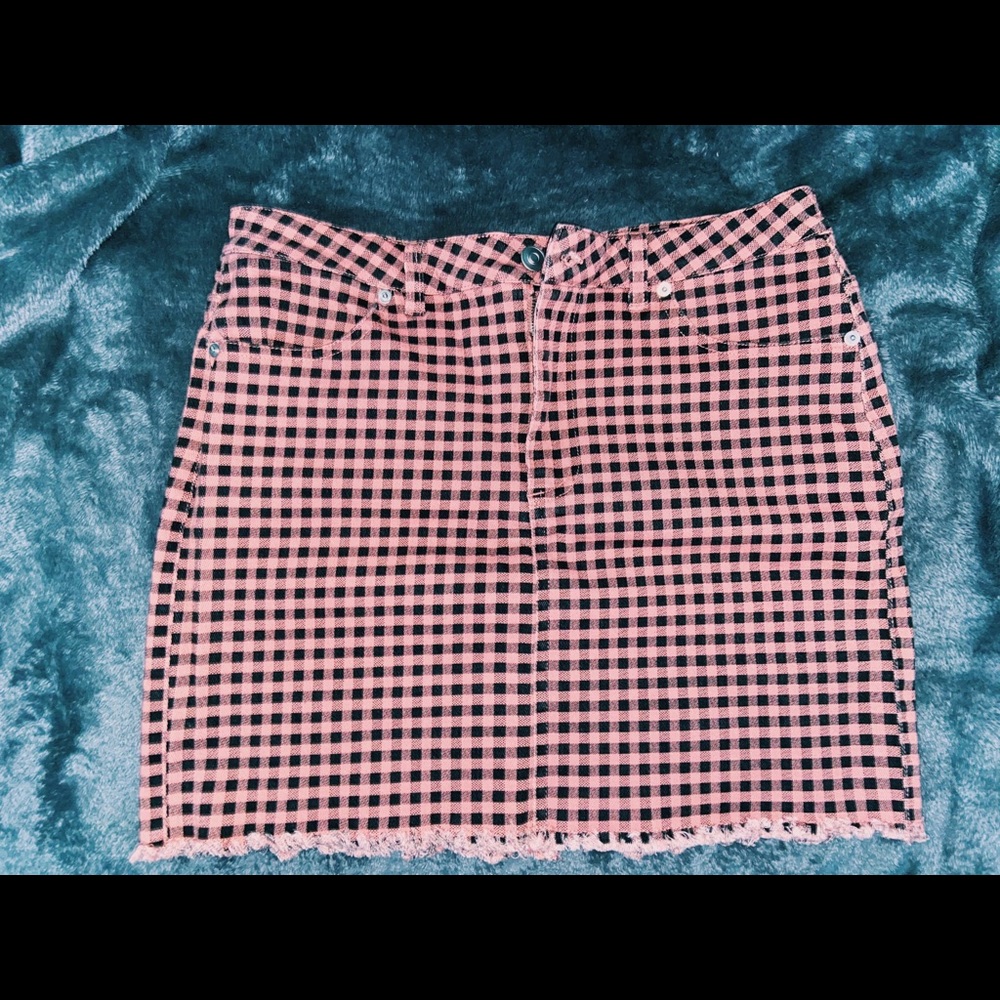 pink plaid vintage skirt
